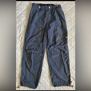 Vintage Old Navy Cargo Pants Mens Medium Navy Blue Elastic Waist 30x30 Rave